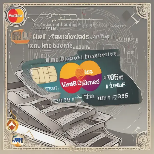 An impenetrable fortress guarded by MasterCard and Visa shields, symbolizing the protection provided by their weekly warning bulletins against counterfeit and stolen cards