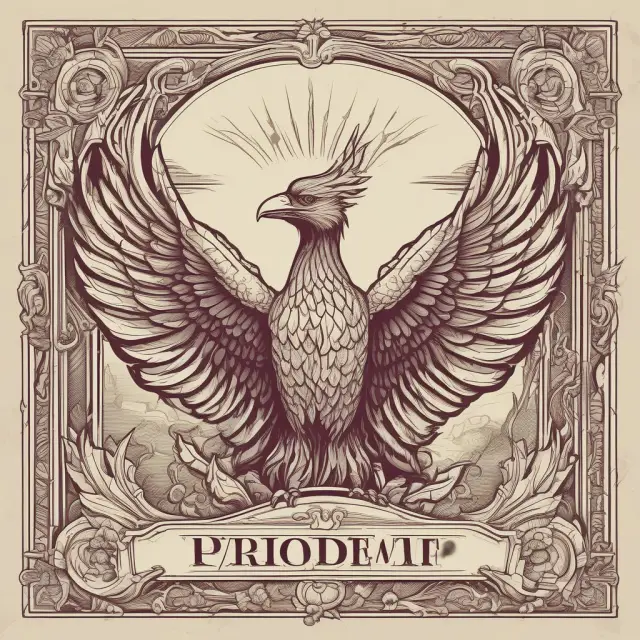 A majestic phoenix emerging from a convertible note, representing warrant coverage transforming debt into equity