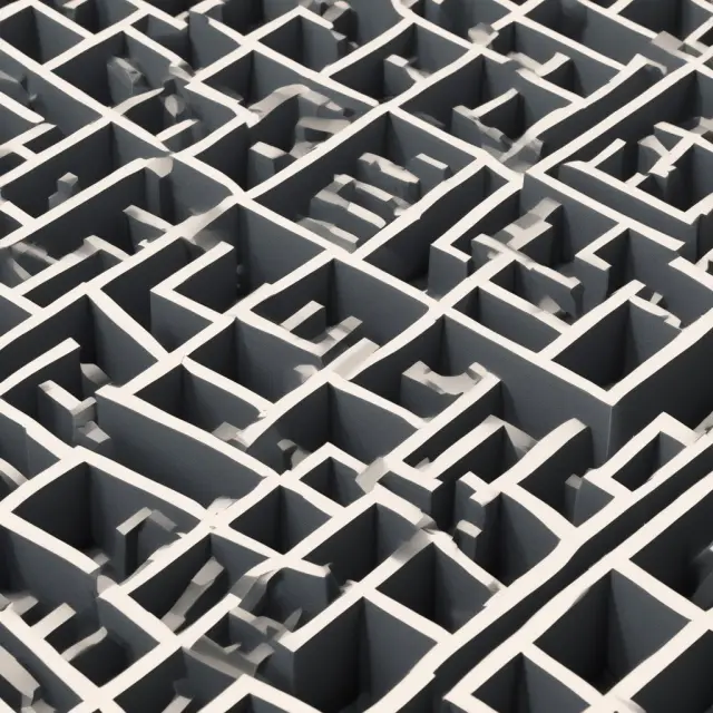 Investor navigating a maze filled with shifting walls, symbolizing potential risks in warranty deeds