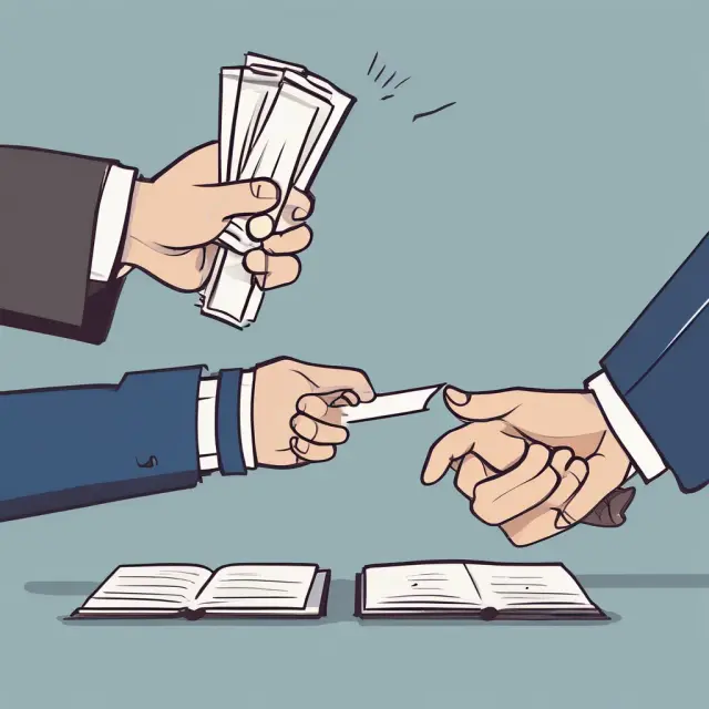 A handshake agreement symbolizing express and implied warranties. Express warranty represented by a written contract and implied warranty by an unspoken promise.