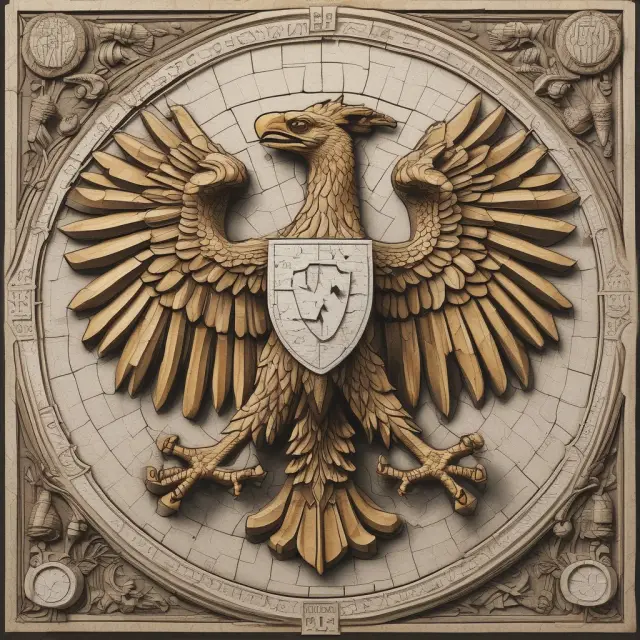 An intricate jigsaw puzzle of a dual-headed eagle symbolizing the Warsaw Stock Exchange