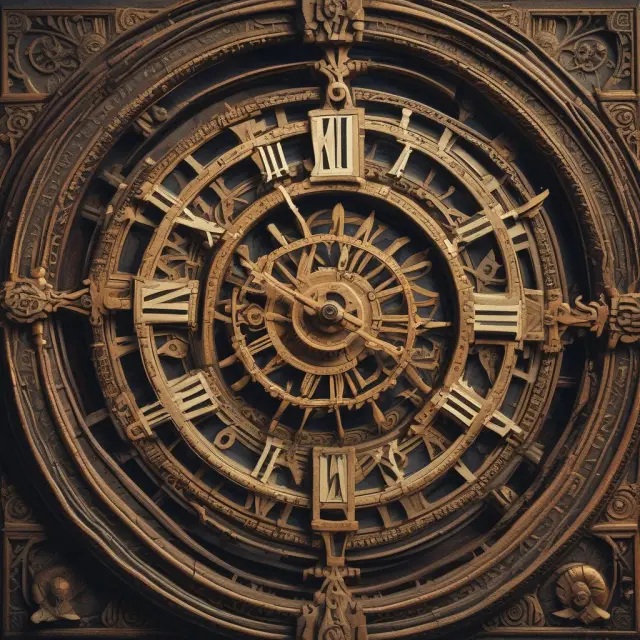 A clock with interconnected gears depicting the Warsaw Stock Exchange