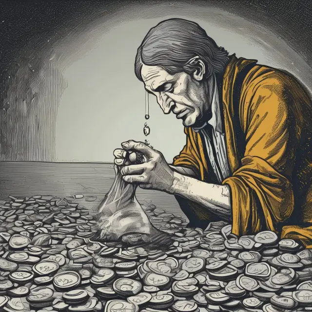 Taxpayer shedding silver coins (signifying losses) into an hourglass, representing the time restriction of wash sales