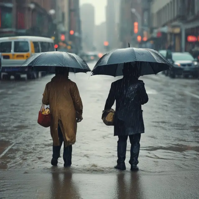 An investor under an umbrella trades a security marked with a red 