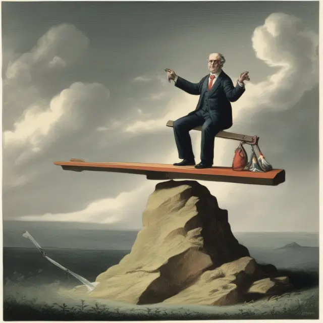 An investor on a seesaw balances gains and losses with a tax advisor observing to illustrate the wash-sale rule
