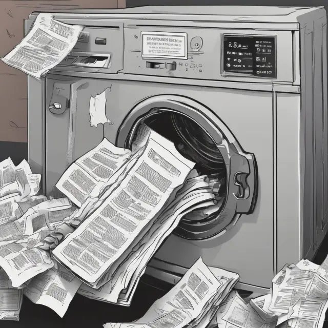 Washing machine tumbles tax forms, representing cost basis adjustments due to the wash sale rule