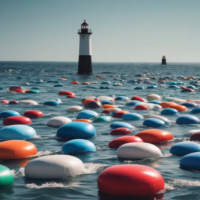 An institutional investor sailing through a vast ocean filled with various securities, using wash sale rule buoys to navigate the choppy waters of tax-loss harvesting.