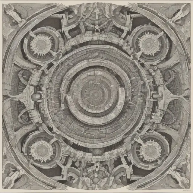 A network of interconnected gears symbolizing Wassily Leontief