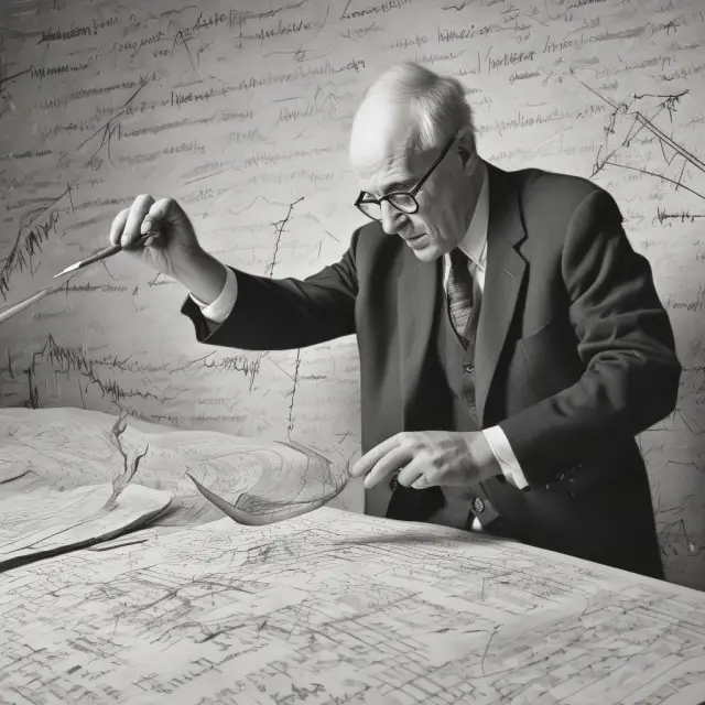 Wassily Leontief at work on his famous Composite Commodity Theorem equations