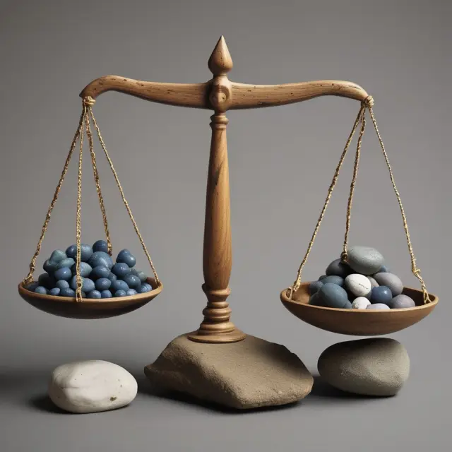 Image of two scales: one filled with carefully selected gems representing curated watchlists and the other filled with handpicked pebbles symbolizing customized personal watchlists.