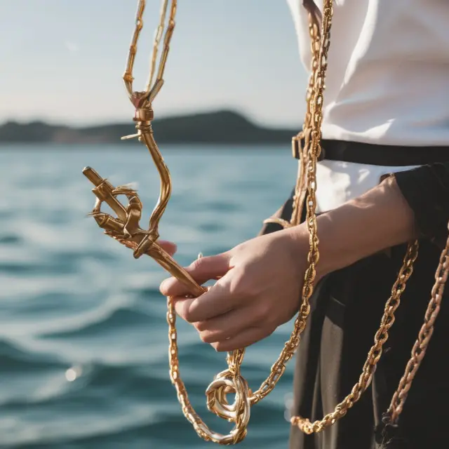 A sailor securing his boat with a golden anchor, symbolizing the peace of mind and financial security from watercraft insurance.