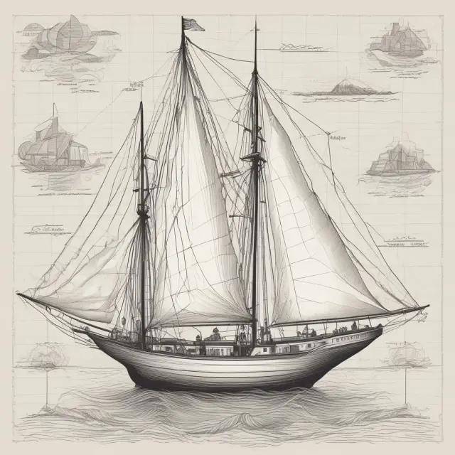 A sailboat bravely sailing through a vast sea, symbolizing the various factors affecting watercraft insurance premiums: age, location, size, and usage.