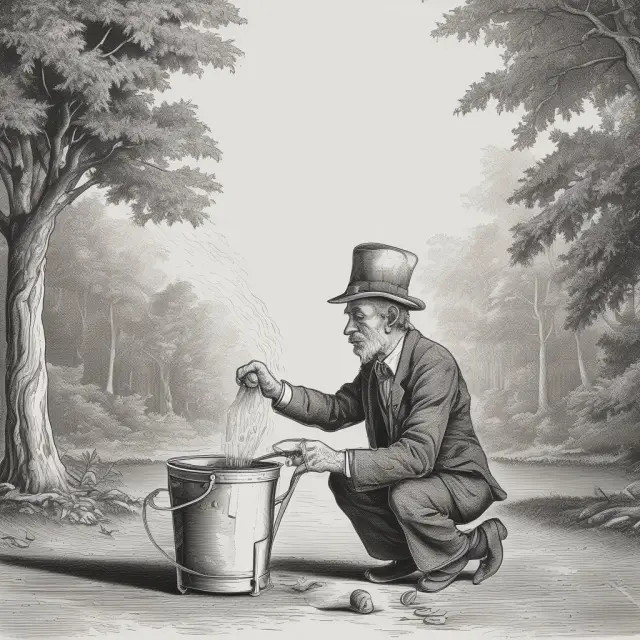 Daniel Drew introducing watered shares, symbolizing deceptive financial practices in the late 1800s