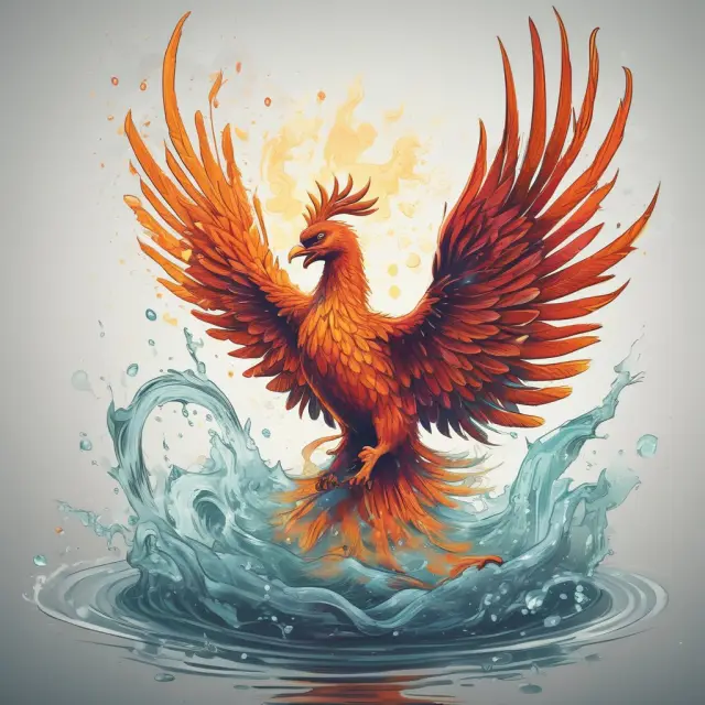 Phoenix emerging from accounting books and watered stock certificates, illustrating transparent financial practices.