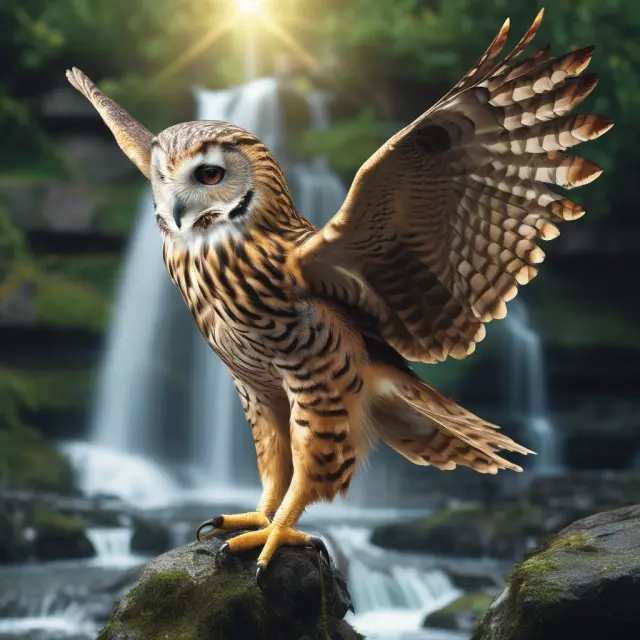 An owl wisely guiding a young falcon to transfer wealth via a waterfall concept. Best practices for whole-life insurance policies.