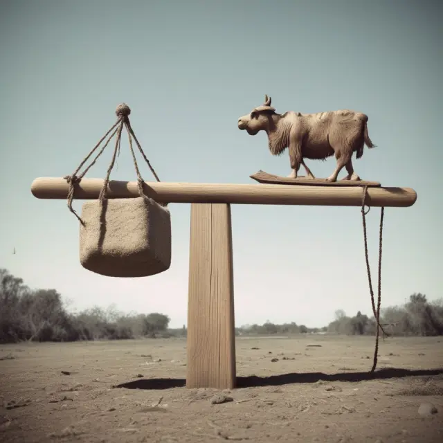 Weak US dollar on a seesaw, signifying economic benefits for exports