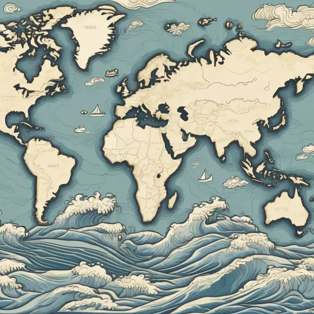 World map depicting a weak dollar causing a wave of international tourists to flood the US, benefiting domestic travel and tourism industries.
