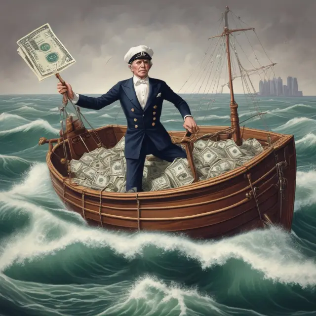 The Federal Reserve (Fed) sailing a boat, steering the course of exchange rates using quantitative easing