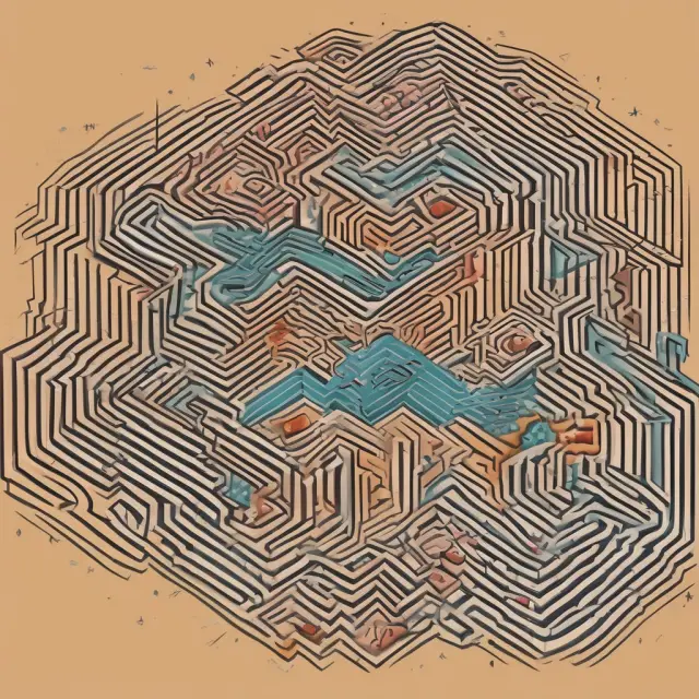 Three interconnected mazes symbolizing weak, semi-strong, and strong form efficient markets with stock charts depicting each level