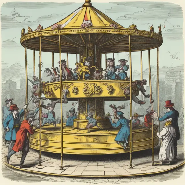 Merry-go-round illustrating weak hands being forced out by dealers through price manipulation