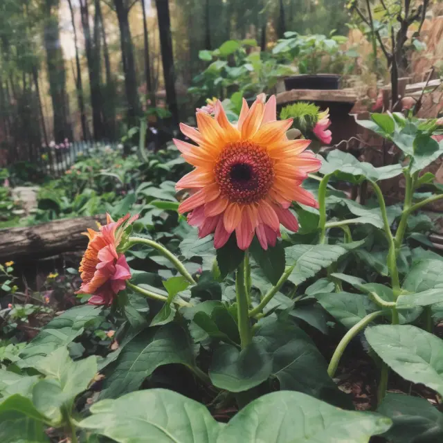 A vibrant garden of flourishing stocks with one wilting flower symbolizing the underperforming security