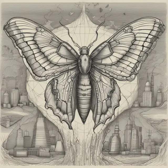An image of a chrysalis, symbolizing emerging economies, with potential investors observing its transformation and growth