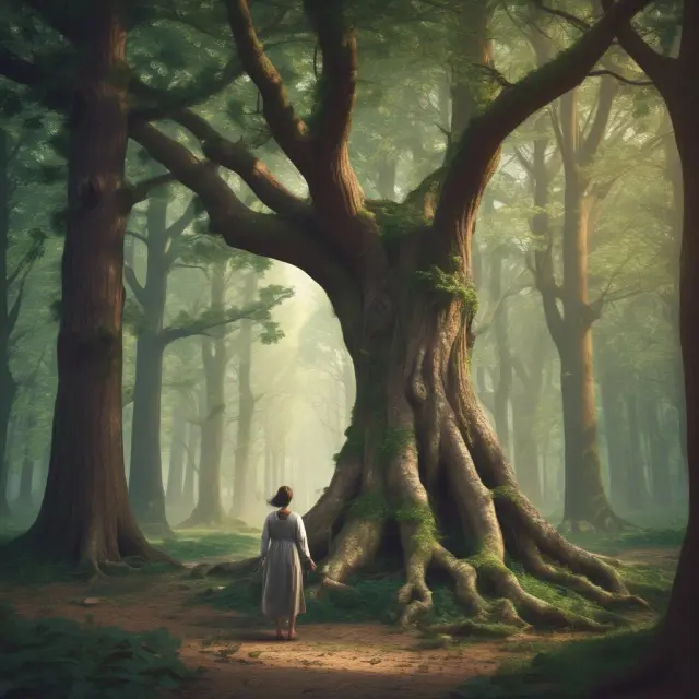 A weak sister tree struggles to grow amongst thriving, colorful trees in a lush investment forest