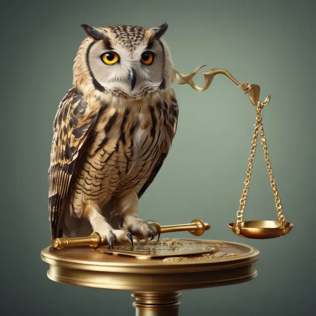 A wise owl sits atop a golden scale, representing wealth accumulation compared to annual income