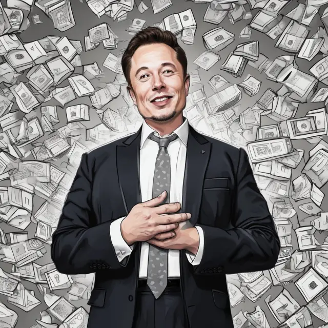 A beacon representing Elon Musk (Tesla, SpaceX, SolarCity) and another for Amazon, shining bright amidst a sea of financial charts and market fluctuations