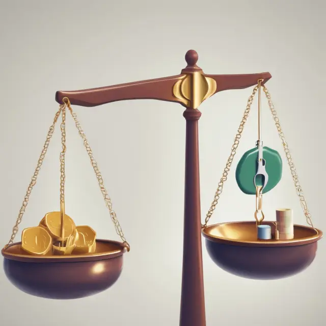 Two scales in balance: one laden with wealth management services, and the other holding financial planning goals.