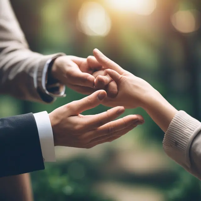 A prosperous hand seeking guidance from a wealth psychologist, symbolizing the emotional support necessary for managing wealth and maintaining happiness