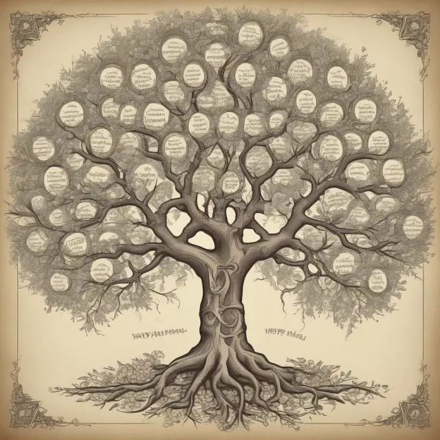 Blooming prosperous family tree branches symbolize the success stories of individuals transformed by wealth psychology.
