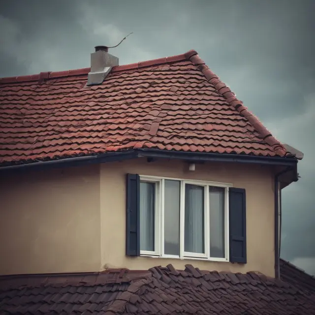 Old roof during a storm, illustrating the impact of wear and tear exclusions on insurance coverage