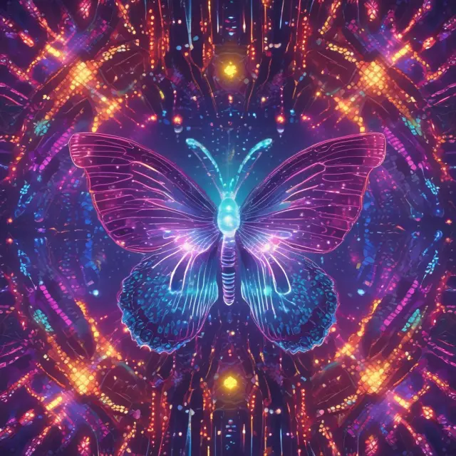 A blue and silver digital butterfly hovers above charts and graphs, representing the power and potential of wearable technology for health monitoring