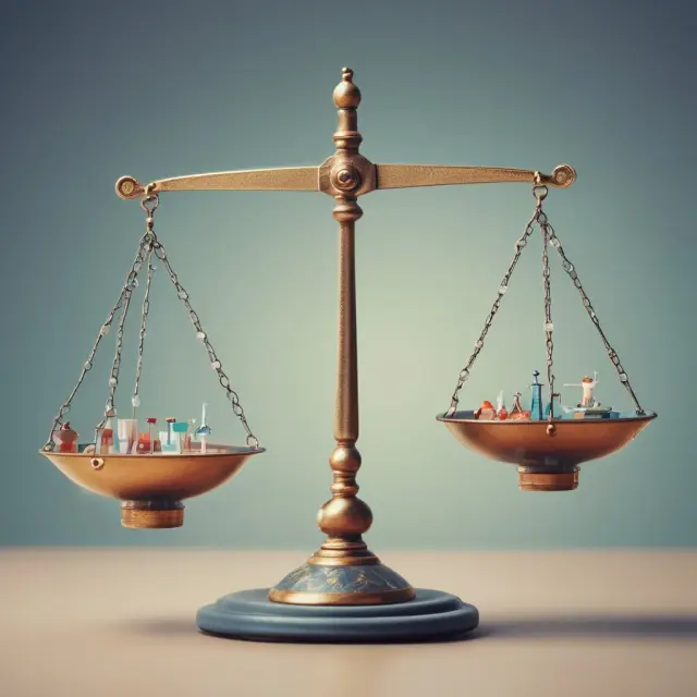 A balance scale with weather elements like sun, tornado, hurricane, and snowflake representing factors affecting the cost of insurance coverage