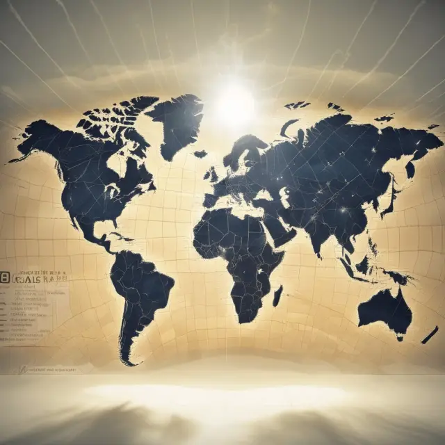 Global reach of weather derivatives: Sunbeams lighting up a map, representing various industries and sectors adopting weather risk management tools.