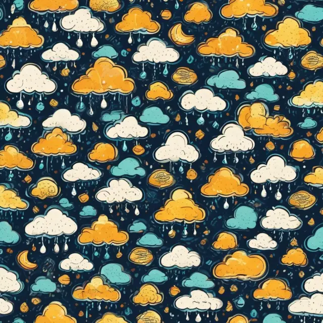 An abstract artwork of weather conditions shaping a financial landscape, symbolizing weather derivatives