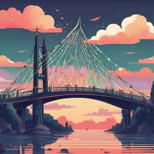 Bridge symbolizing Web 2.0 connecting traditional finance with modern digital platforms