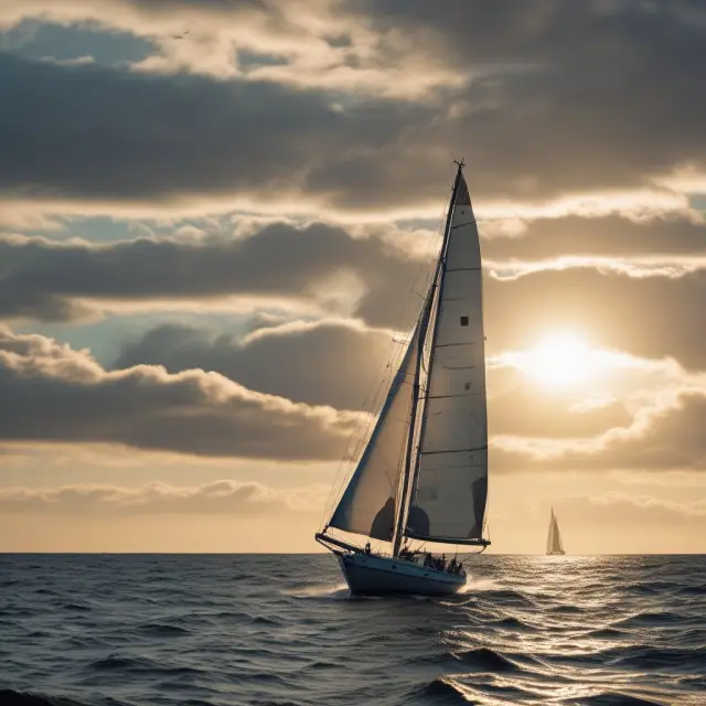 A sailboat skillfully navigating through diverse, towering emerging market waves, symbolizing portfolio diversification and potential growth.