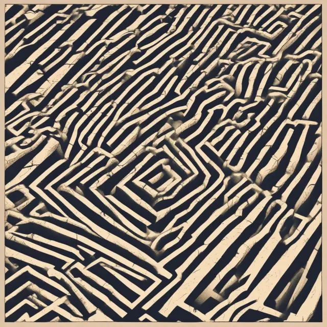 A trader navigates through a maze of converging trend lines (wedge pattern) to find entry points while managing risks with stop losses
