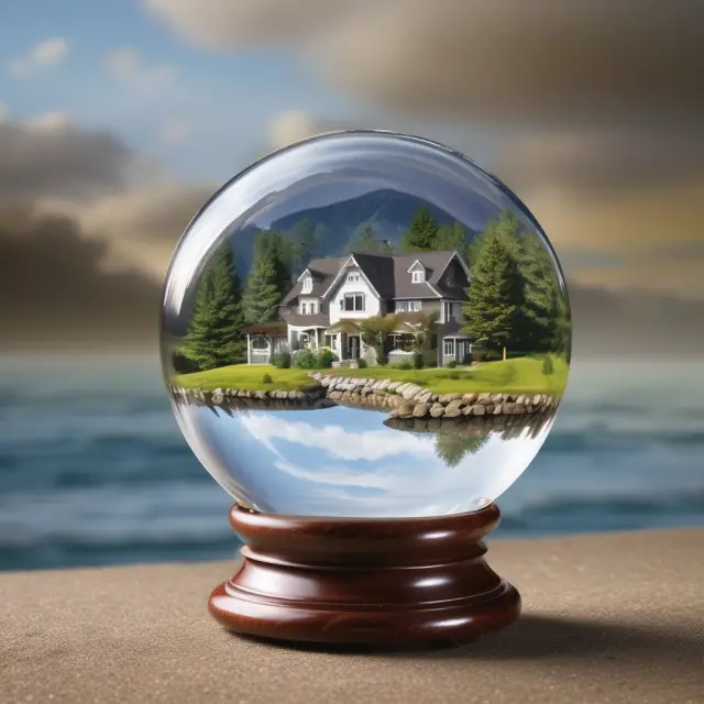 Visualization of the MBA Refinance Index as a crystal ball, forecasting mortgage trends in a dynamic market