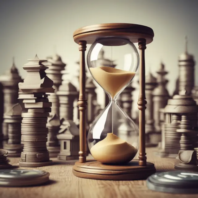 An hourglass filled with mortgage application data, symbolizing the Weekly Mortgage Applications Survey