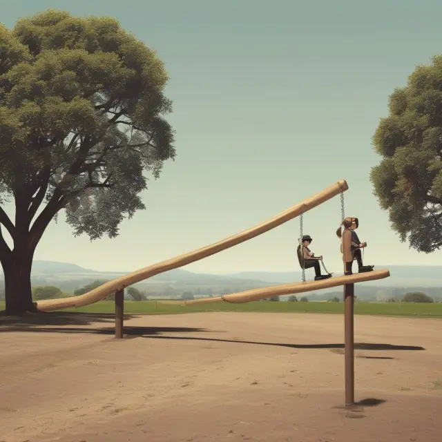 A seesaw representing WART with longer-term bonds (higher interest rate risk) on one side and shorter-term bonds (lower interest rate risk) on the other.