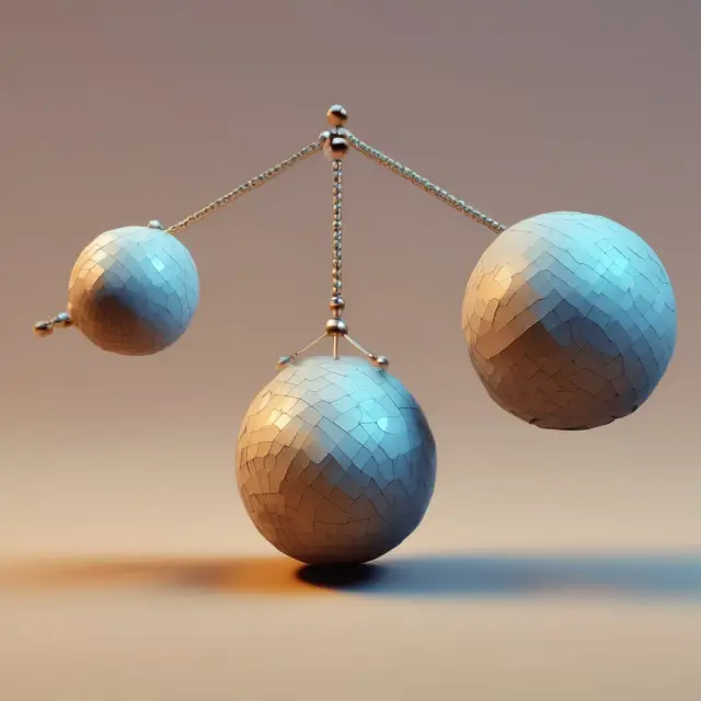 Two spheres balancing on a scale: one labeled