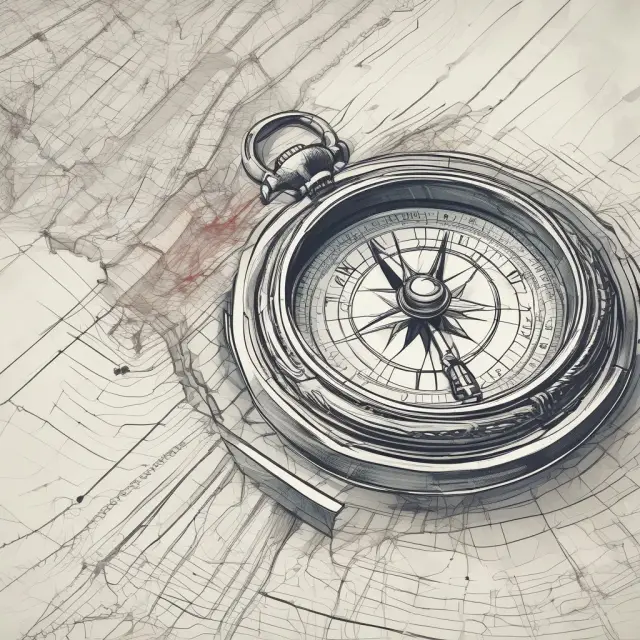 A compass with weighted moving averages (SMA and EMA) guiding a ship through financial markets, representing short-term investment decisions