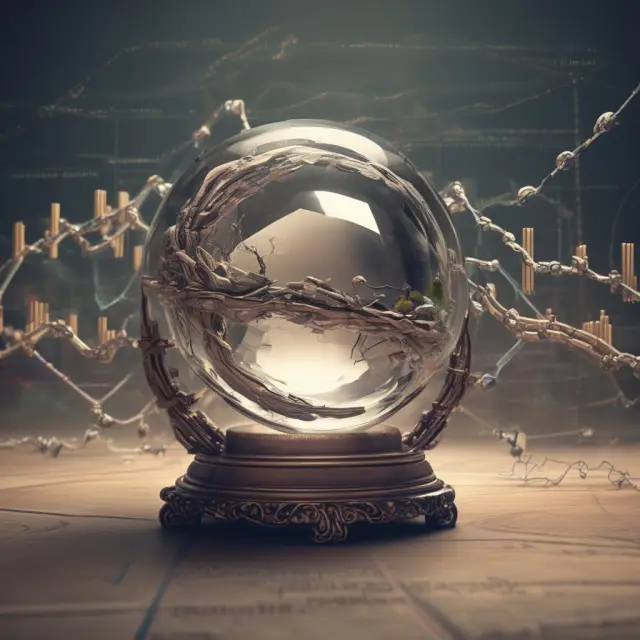 Visualization of Bollinger Bands analysis with a crystal ball that displays the historical weighted alpha trend