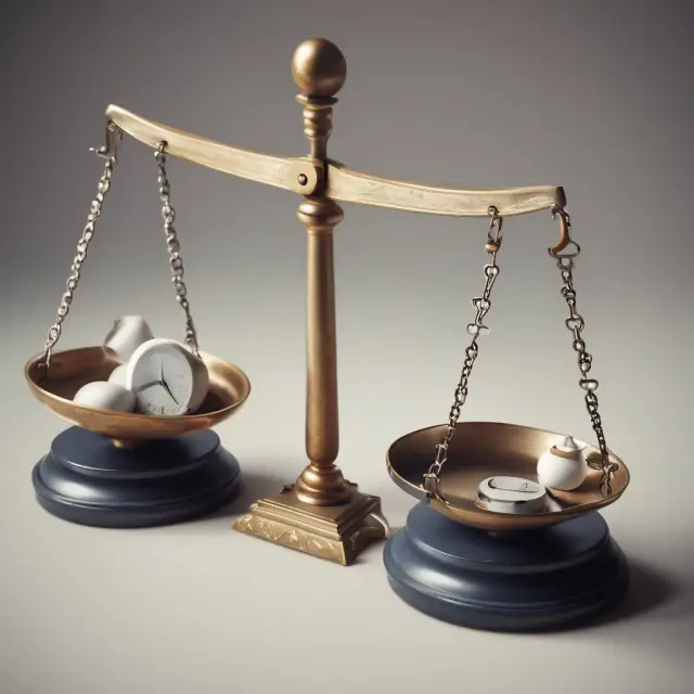 Balanced scales represent inventory cost calculation using the weighted average method