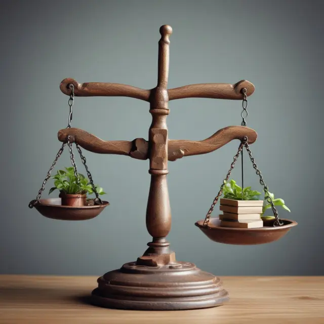 An image depicting a scale that symbolizes the balance between social responsibility, individual autonomy, and economic efficiency in the context of welfare states.