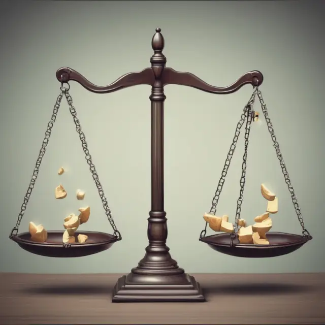 Scales with gold coins representing consumer and producer surplus teetering to find balance in public policy decisions guided by welfare economics.