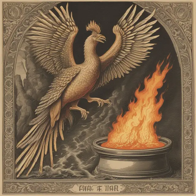 A mythical phoenix cleans a wellbore using the power of flames and water, representing both pre-production (fire) and post-production (water).